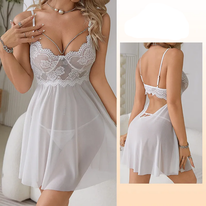 Sheer Lace Mesh Sling Pajama Set