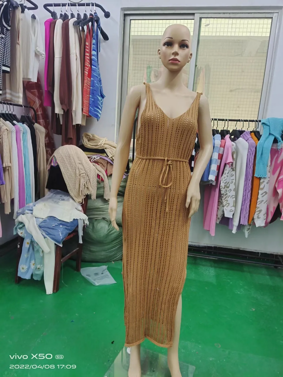 Coastal Breeze Knitted Hollow Strap Cover-Up Dress