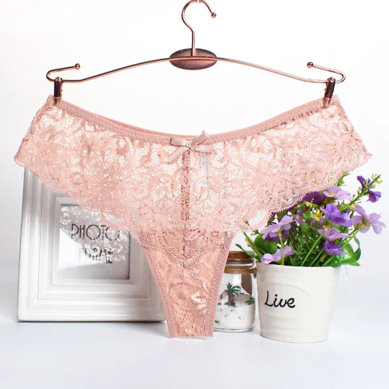 Sheer Lace Hollow Thong