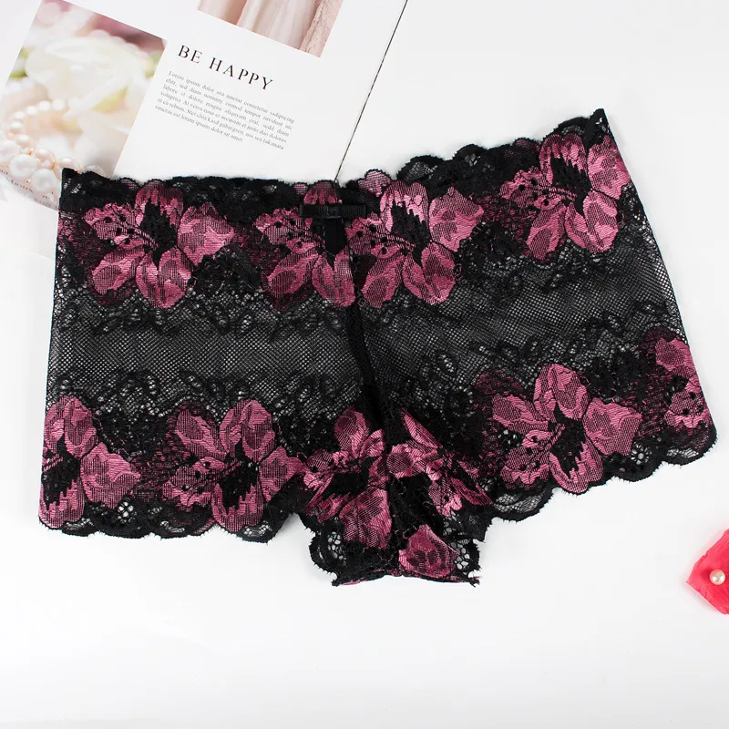 Lace Rose Pattern Mid-Waist Panty with Cotton Crotch