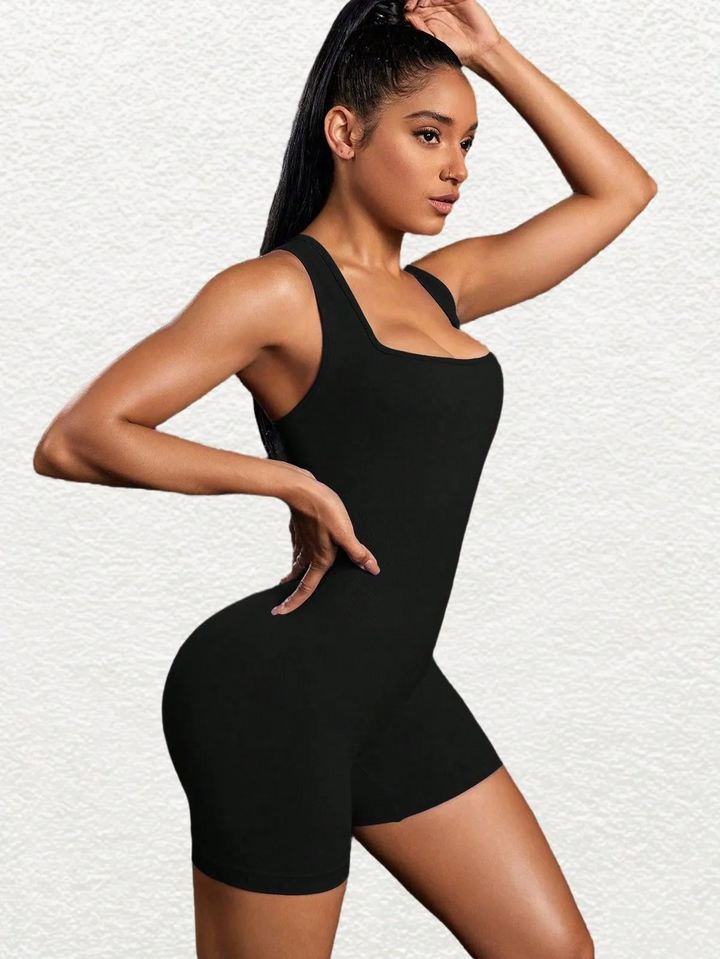 Solid Color Backless Yoga Sports Romper
