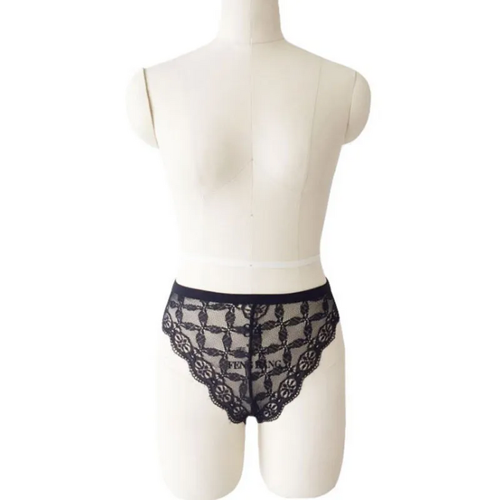 See-Through Lace Briefs with Bow Detail