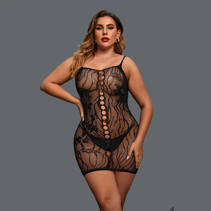 Plus Size Tight Jacquard Hollow Sling Lingerie