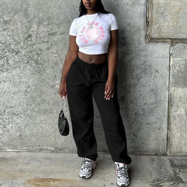Relaxed Fit Drawstring Style Comfy Jogger Pants