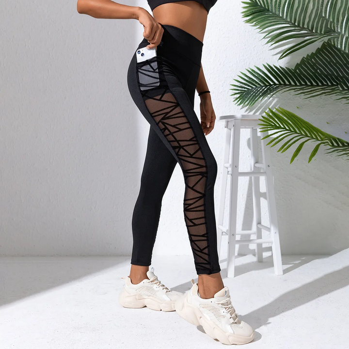 High-Waist Mesh Panel Fitness & Yoga Leggings