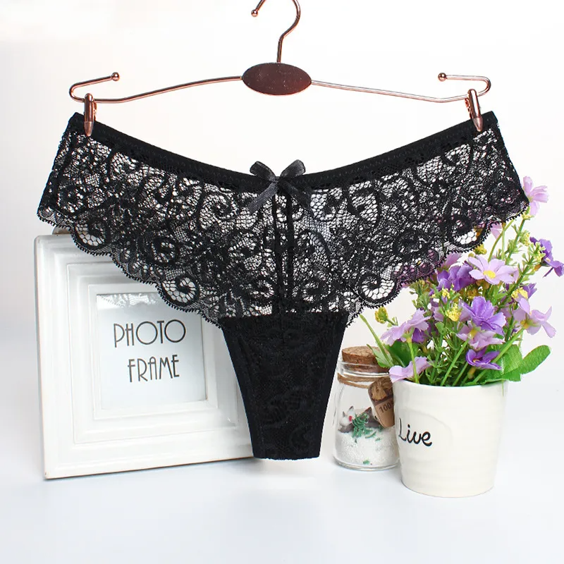 Sheer Lace Hollow Thong