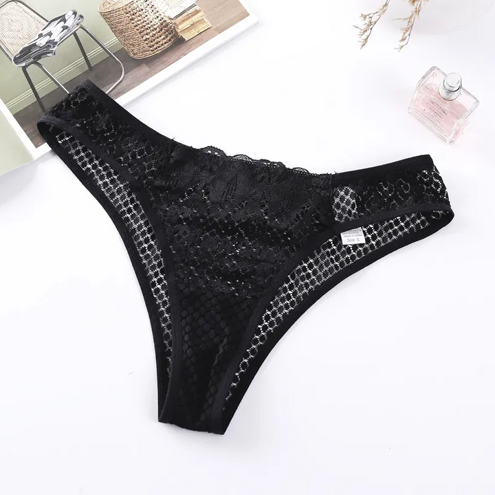 Hollow Lace Mid-Waist Briefs