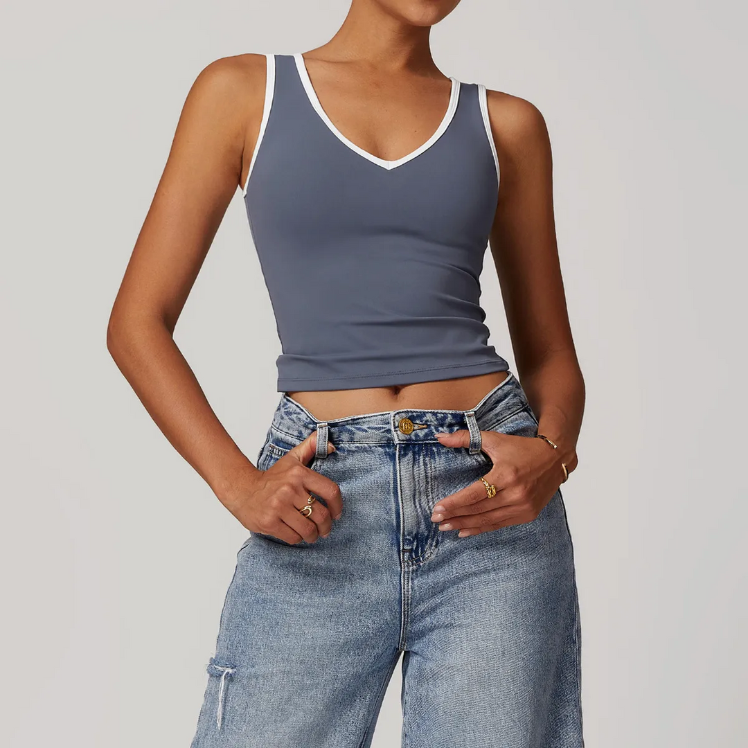 Color Block Stretch Fit Active Yoga Vest