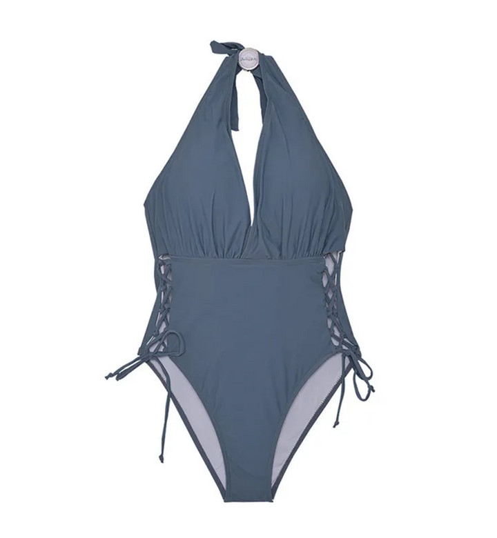 Sunset Glow Backless Halter One-Piece Swimsuit