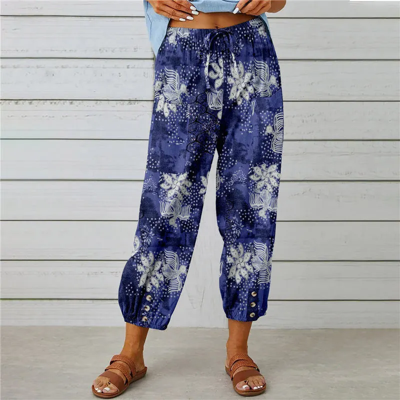 Graphic Print High Rise Drawstring Comfy Joggers