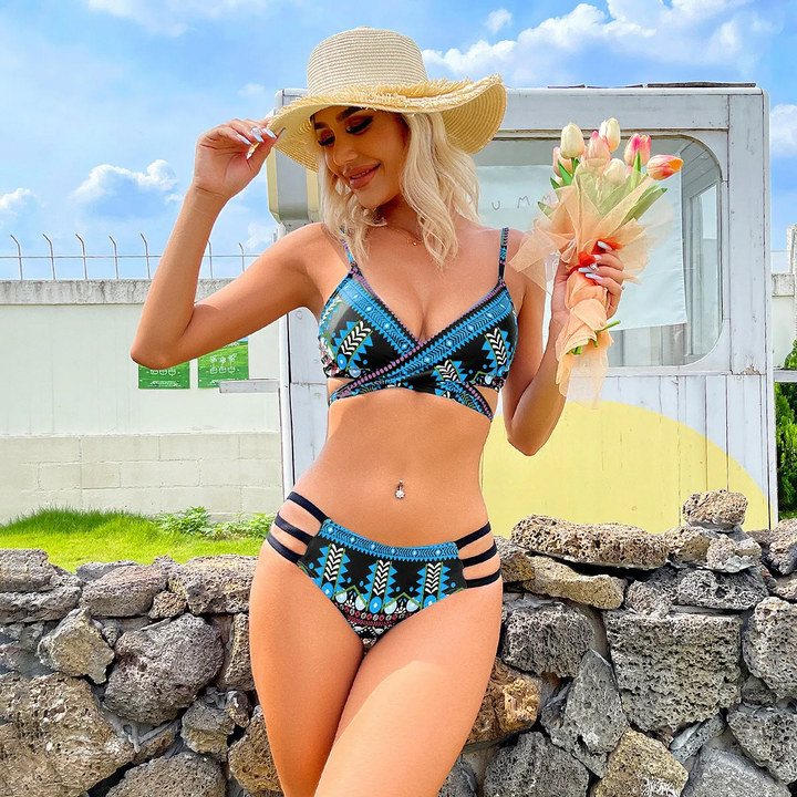 Ethnic Print Bikini Swimsuit Set