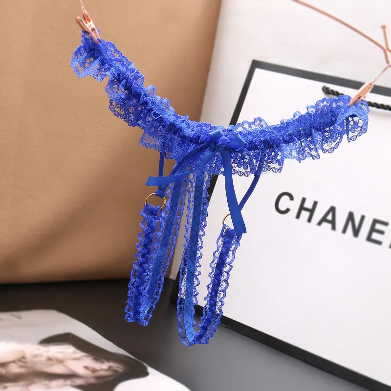 Solid Color Lace Thong