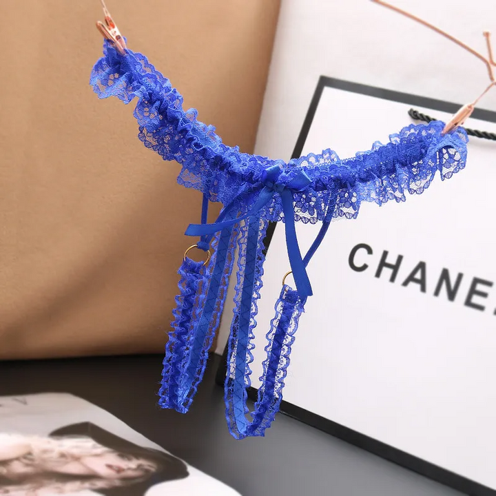 Solid Color Lace Thong