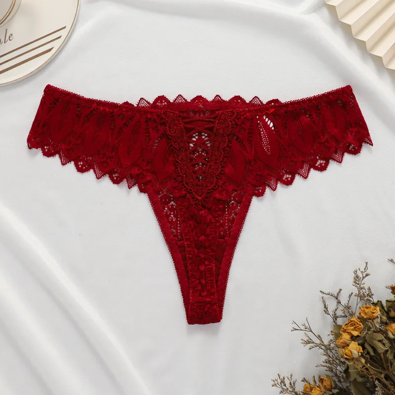 Low-Waist Lace Panty with Cross Belt Cutout