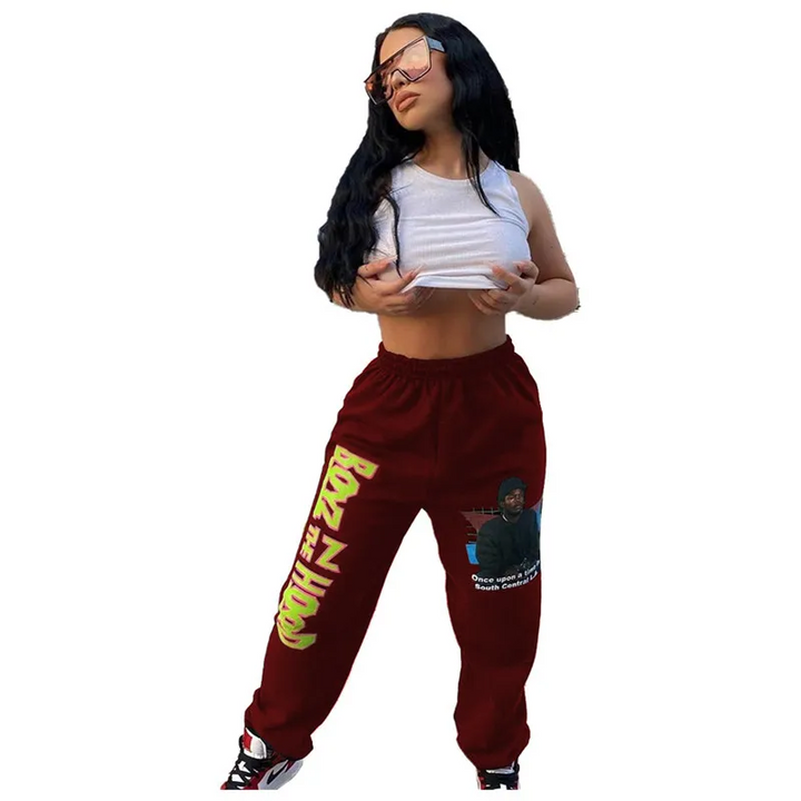 Alphabet Print Relaxed Fit Comfy Jogger Pants