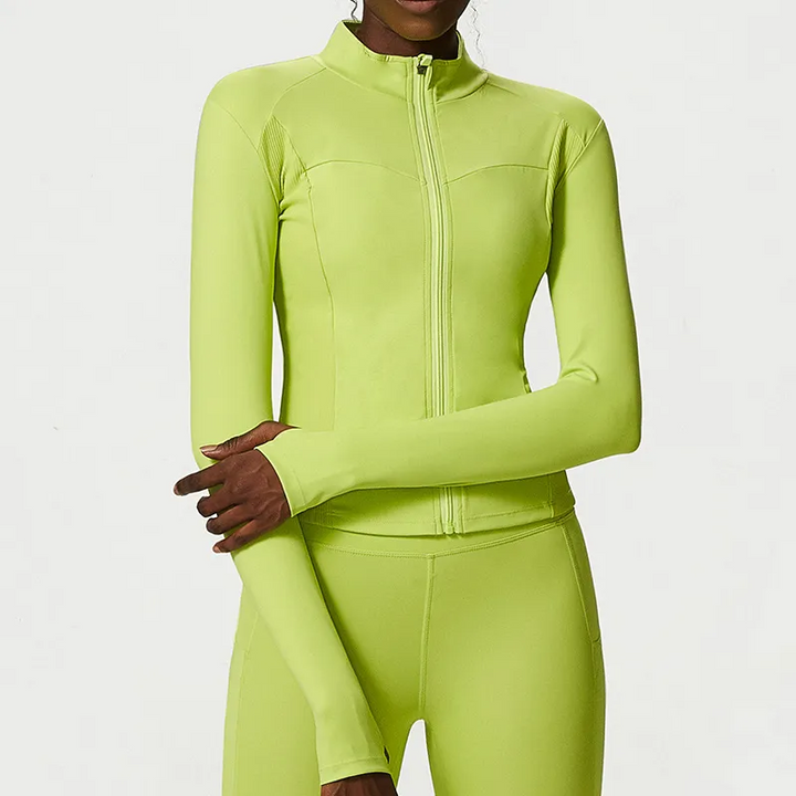 Stretch Fit Solid Tone Active Running Training Jacket