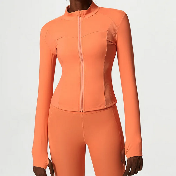 Stretch Fit Solid Tone Active Running Training Jacket