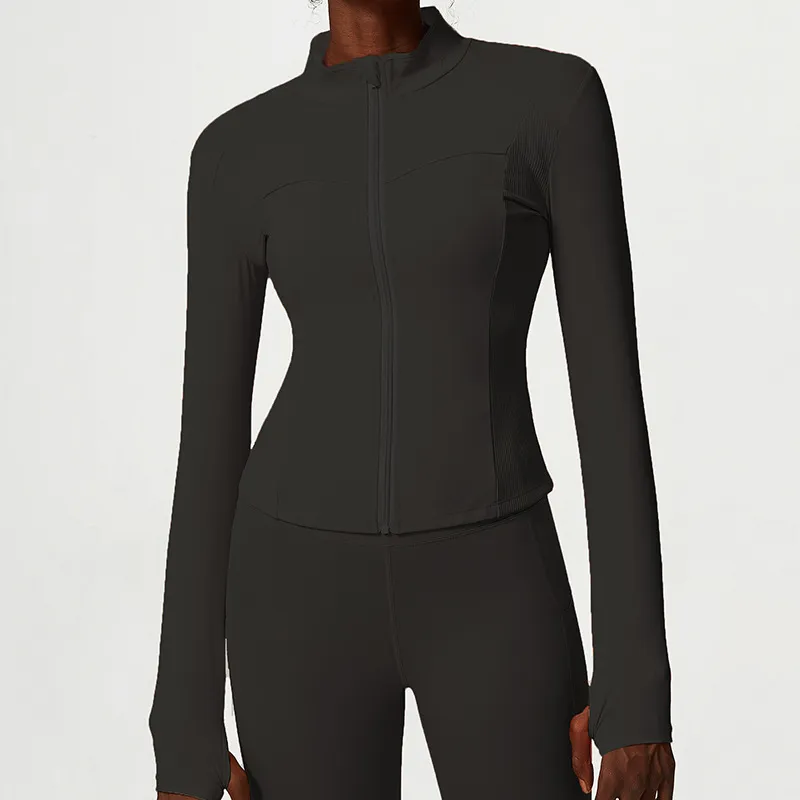 Stretch Fit Solid Tone Active Running Training Jacket