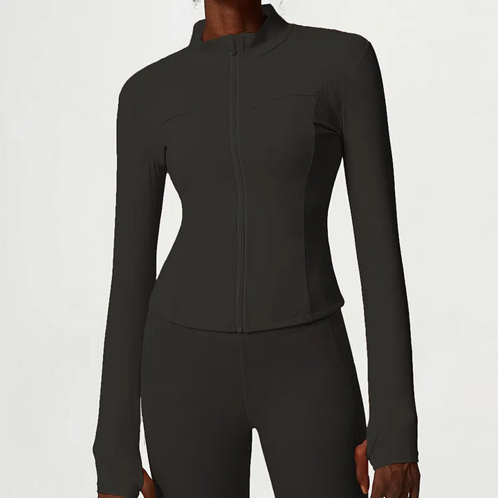 Stretch Fit Solid Tone Active Running Training Jacket