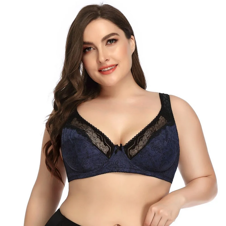 Plus Size Lace Print Bra