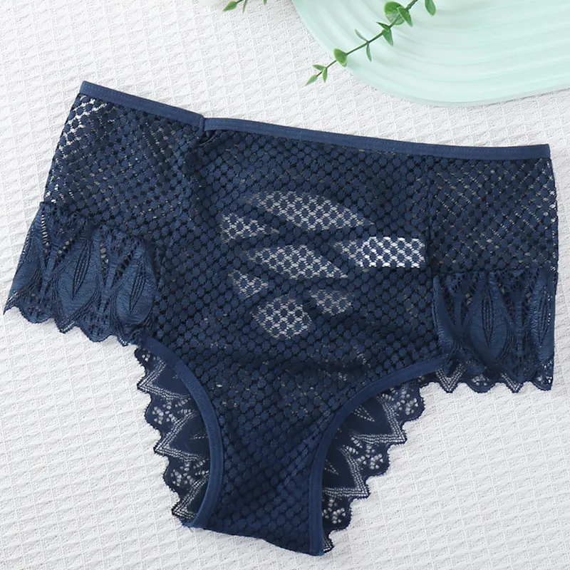 Solid Color Lace Panty with Cross-Strap Cutout