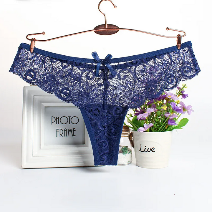 Sheer Lace Hollow Thong