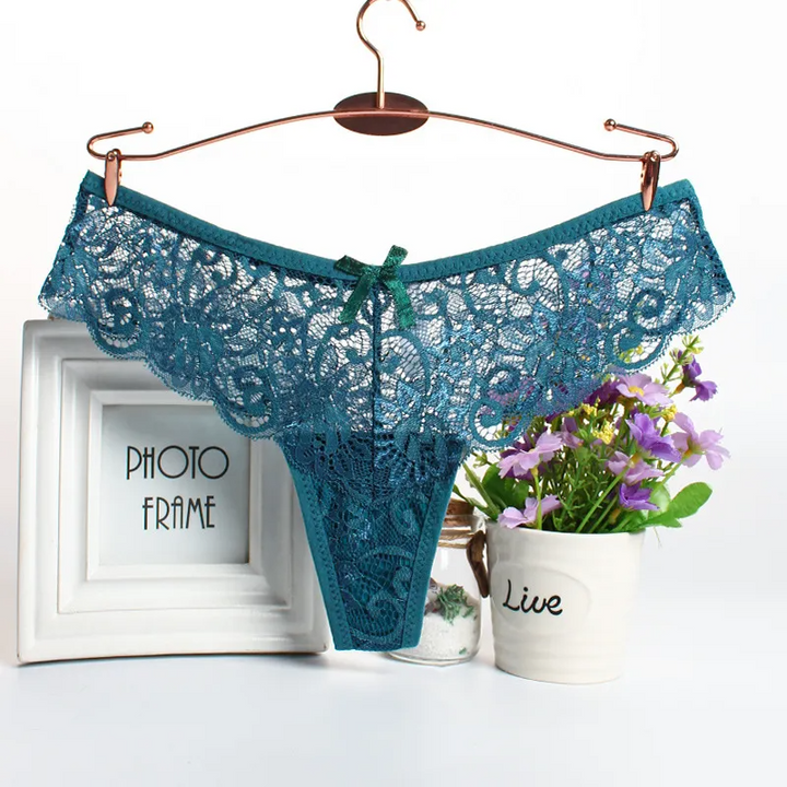 Sheer Lace Hollow Thong