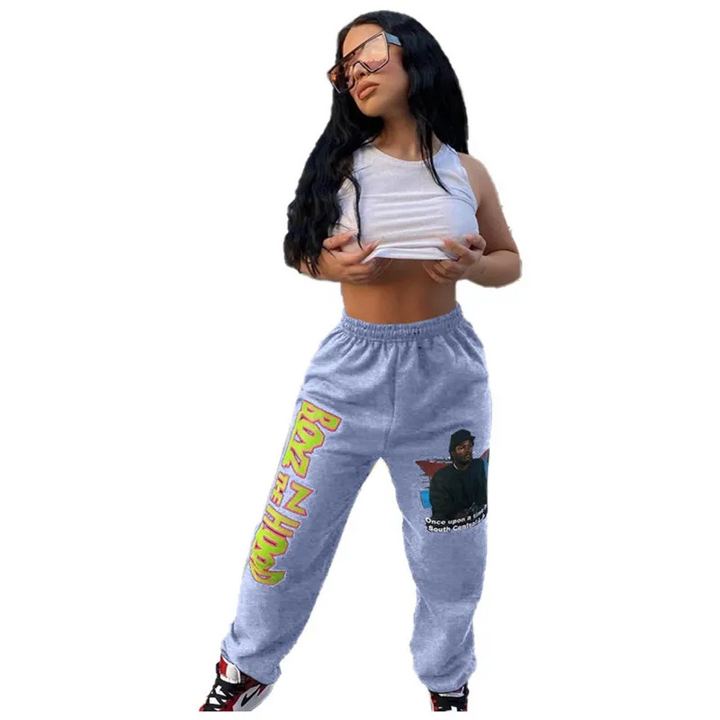 Alphabet Print Relaxed Fit Comfy Jogger Pants