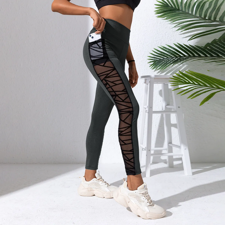 High-Waist Mesh Panel Fitness & Yoga Leggings