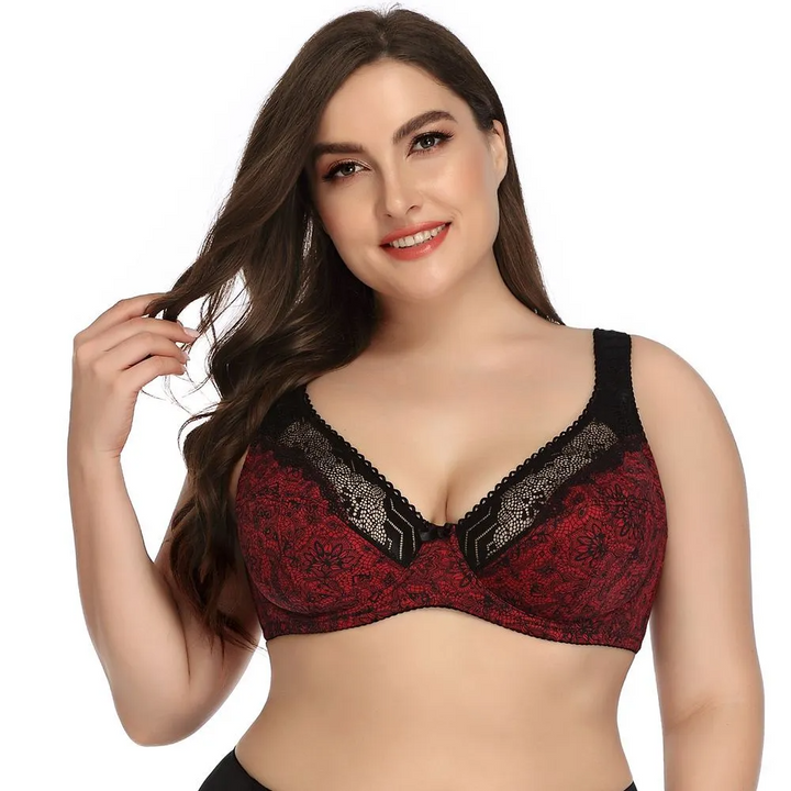 Plus Size Lace Print Bra