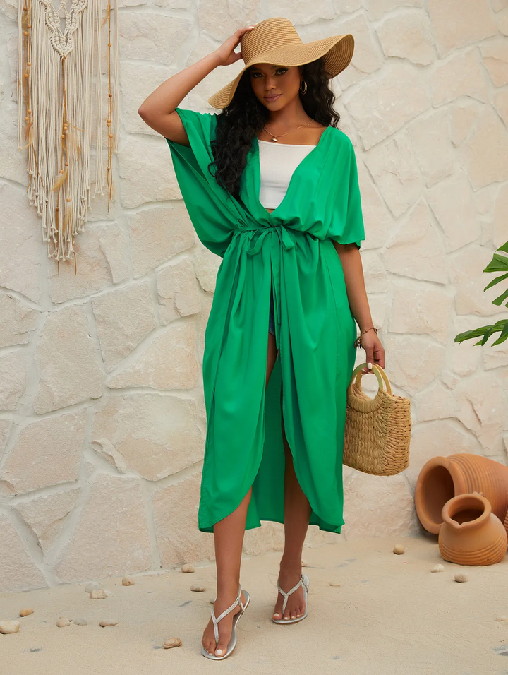 Sunset Drift Solid Color Loose Fit Swim Cover-Up