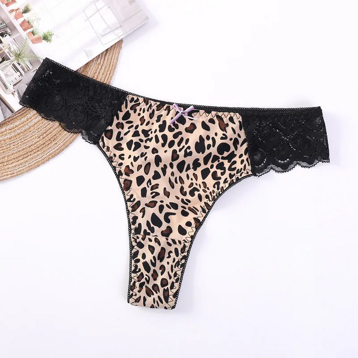 Leopard Print Lace Mid-Waist Panties