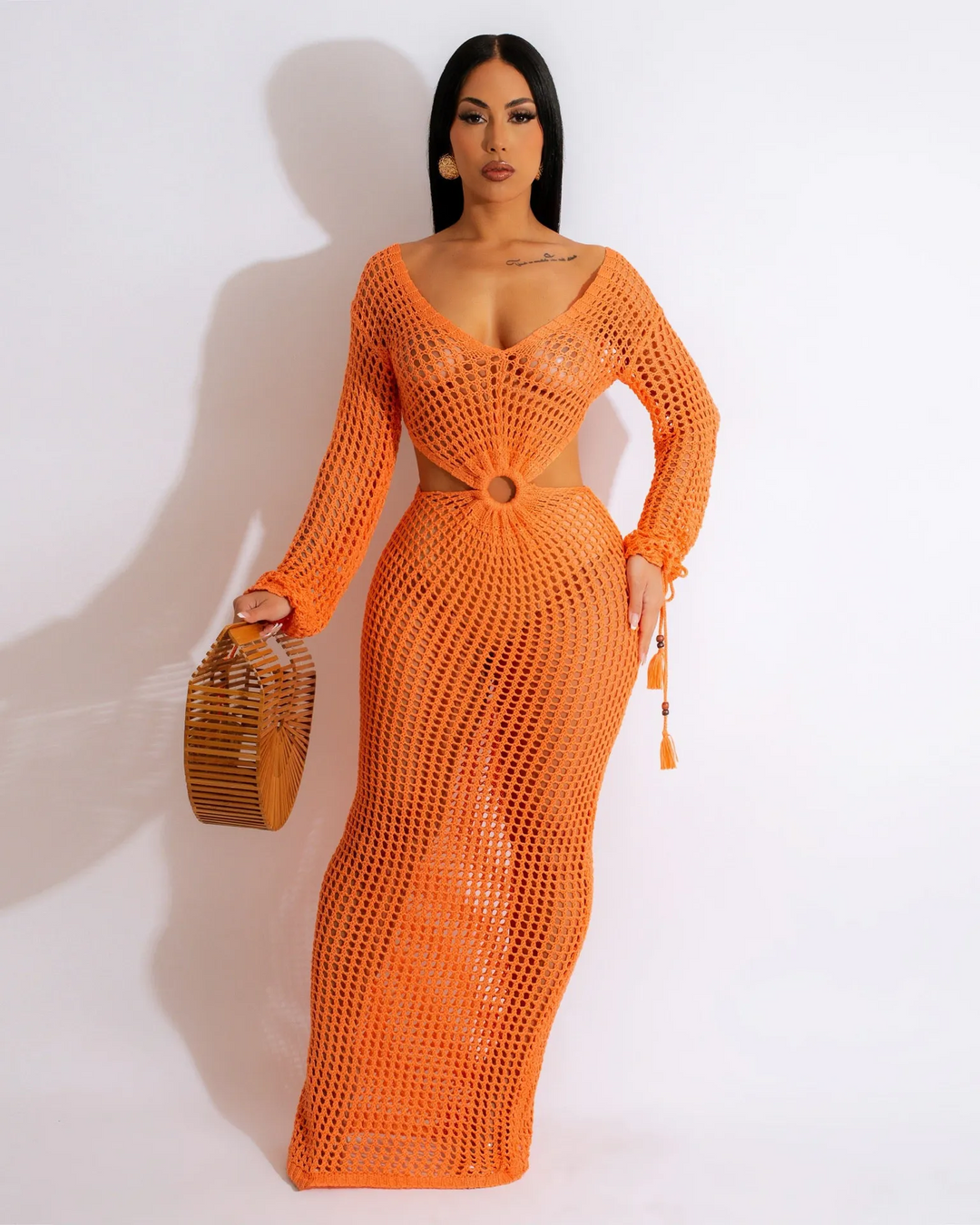 Moonlit Allure Deep V Knit Dress