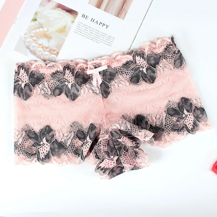 Lace Rose Pattern Mid-Waist Panty with Cotton Crotch