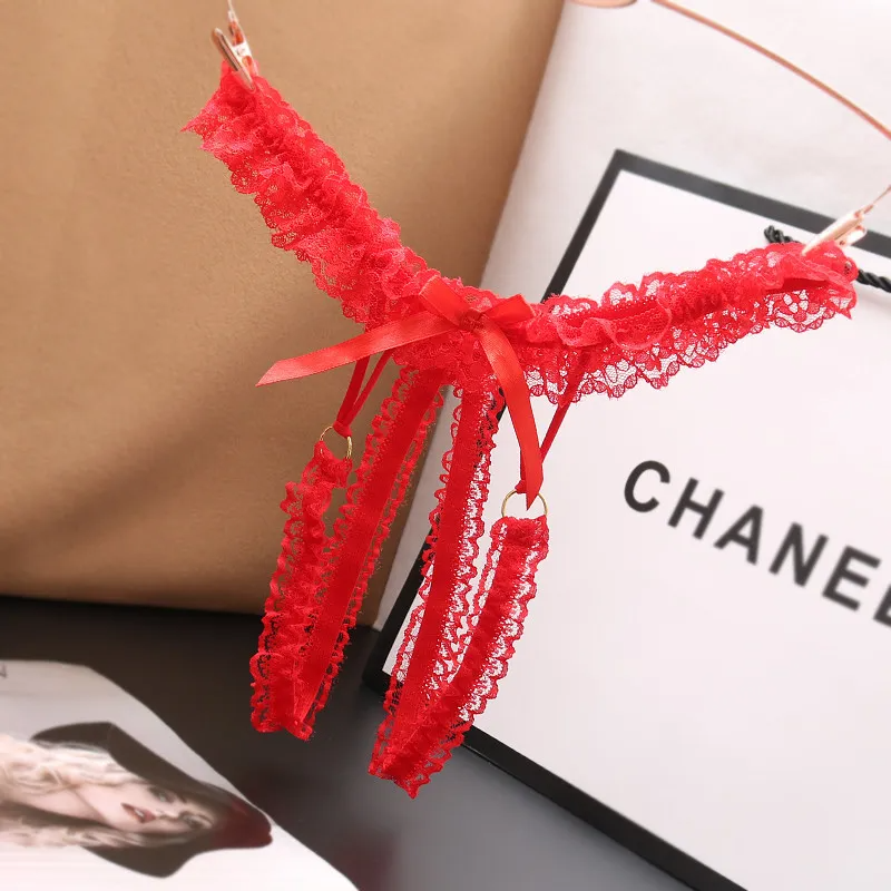 Solid Color Lace Thong