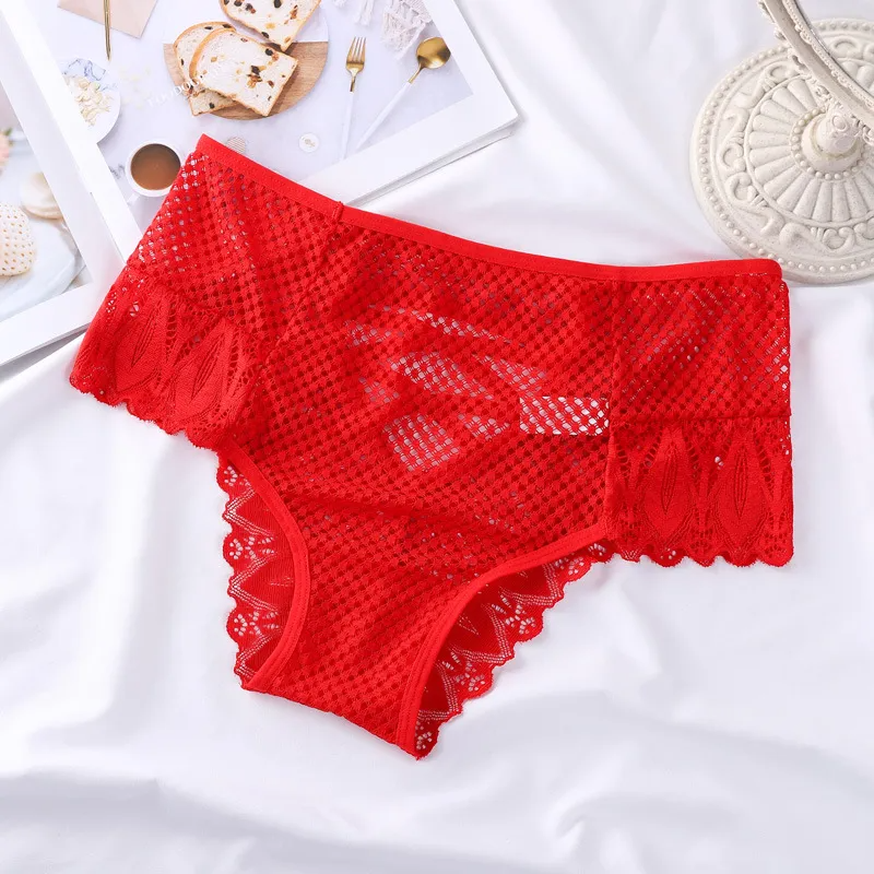 Solid Color Lace Panty with Cross-Strap Cutout