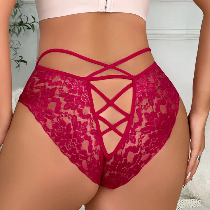 Traceless Lace Cross-Strap Mid-Waist Panty
