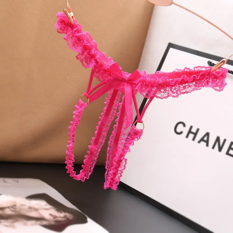 Solid Color Lace Thong