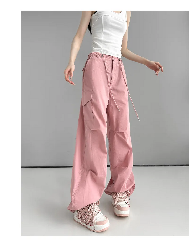 Solid Tone Relaxed Fit Comfy Cargo Joggers