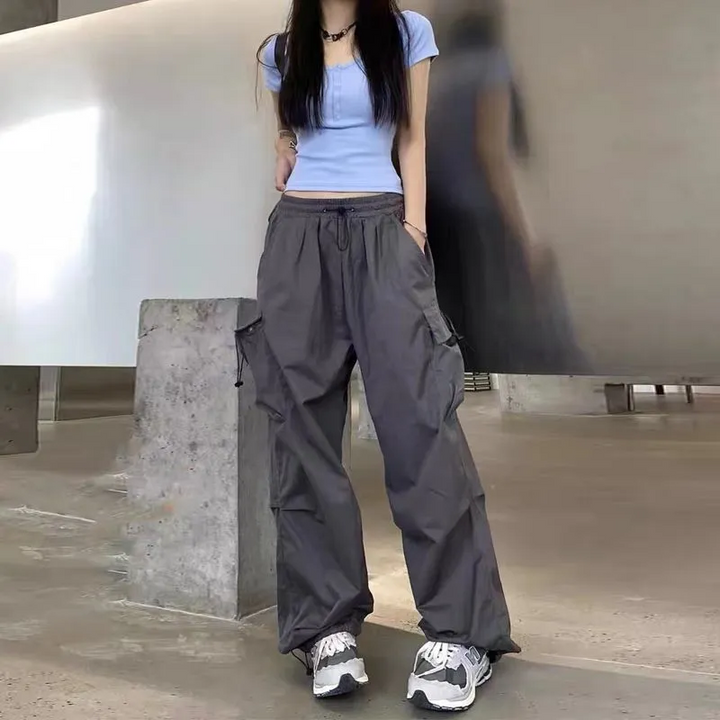 Loose Fit Solid Tone Comfy Cargo Joggers