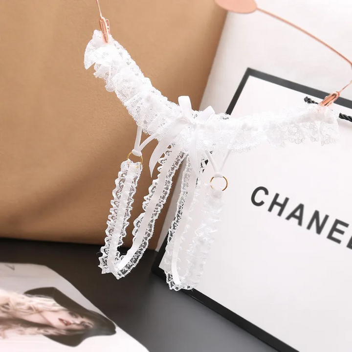 Solid Color Lace Thong