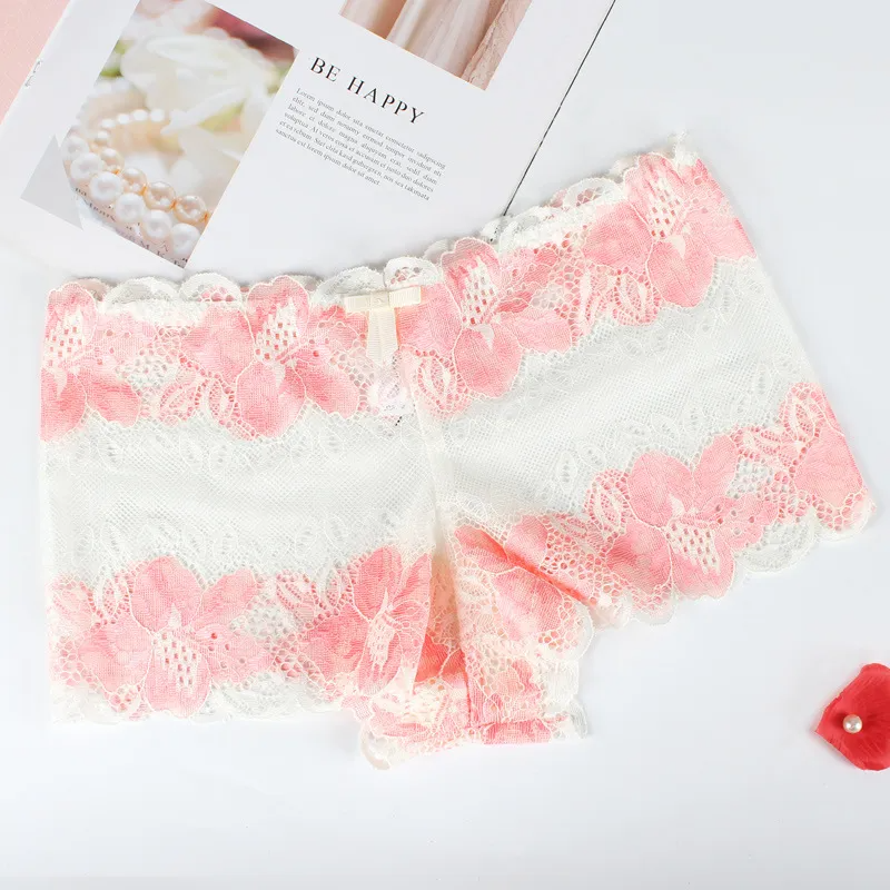 Lace Rose Pattern Mid-Waist Panty with Cotton Crotch