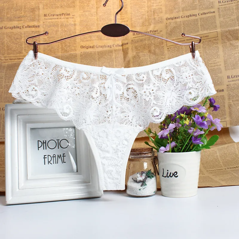 Sheer Lace Hollow Thong