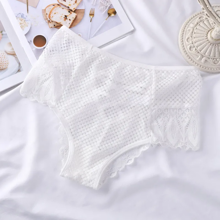 Solid Color Lace Panty with Cross-Strap Cutout