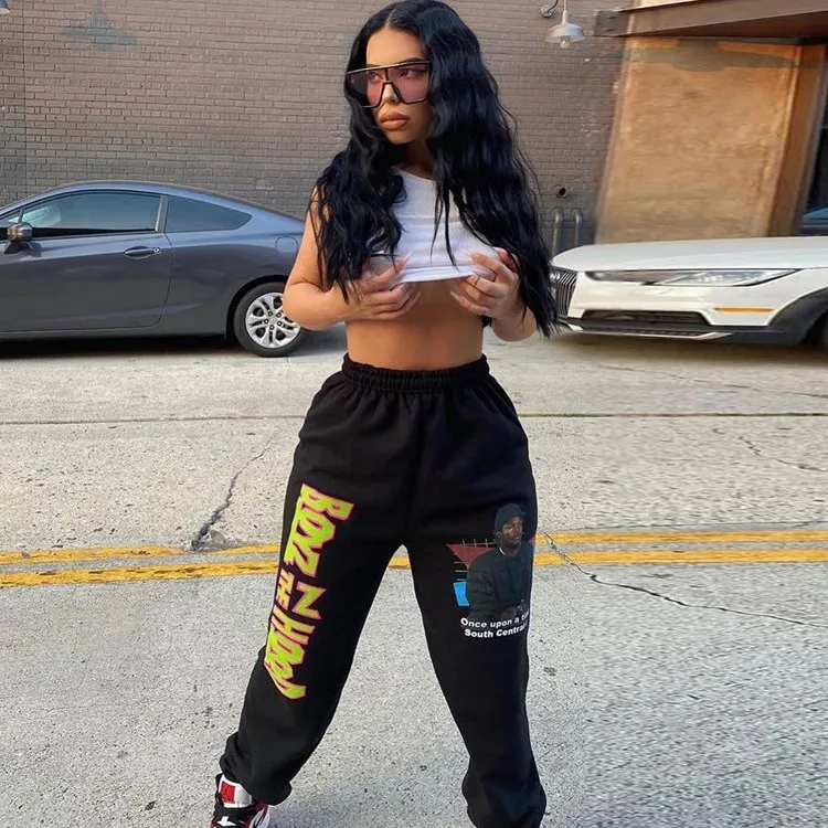 Alphabet Print Relaxed Fit Comfy Jogger Pants