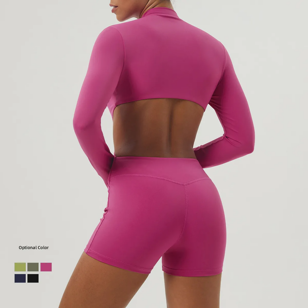 Hollow Waist Long Sleeve Stretch Fit Jumpsuit