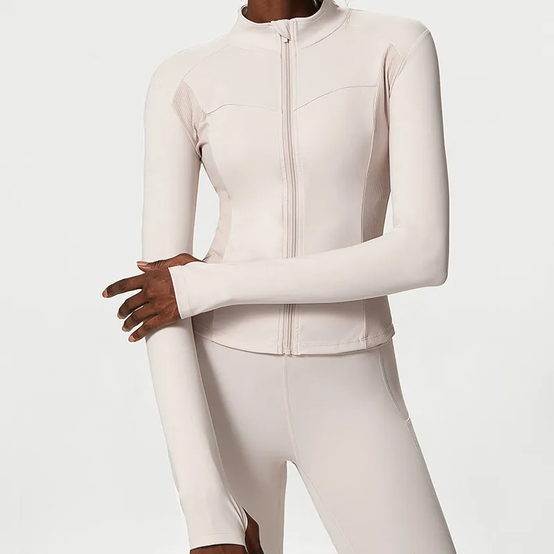 Stretch Fit Solid Tone Active Running Training Jacket