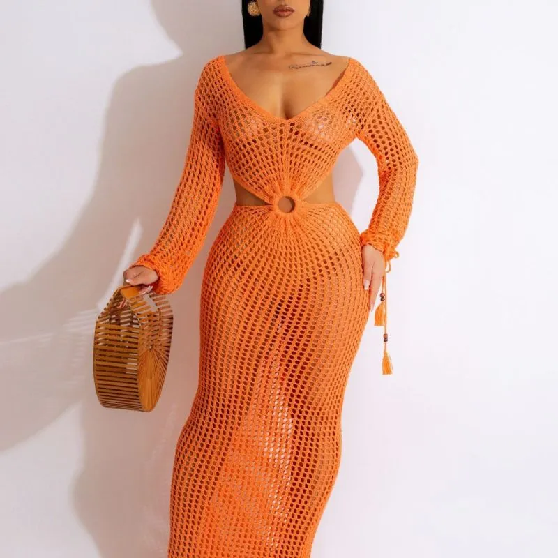 Moonlit Allure Deep V Knit Dress