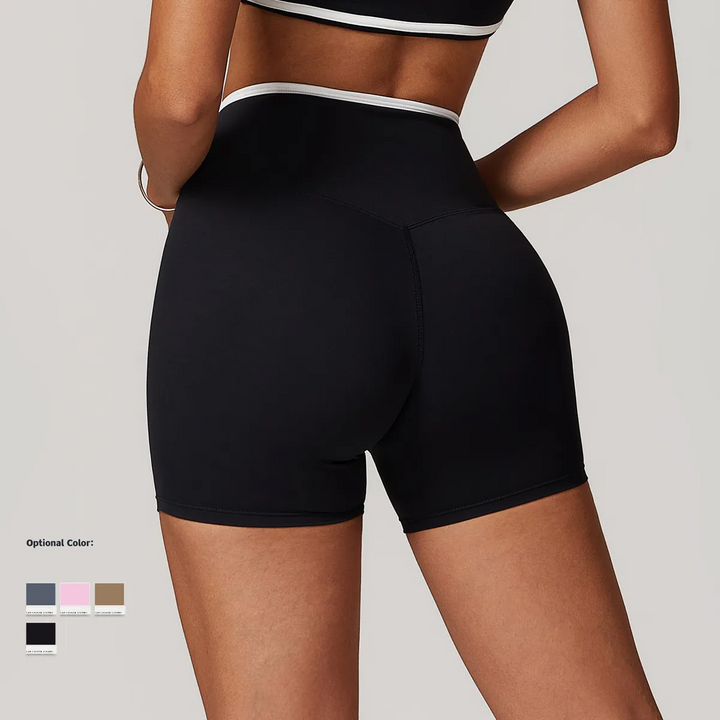 Crossover Style High Rise Stretch Yoga Shorts
