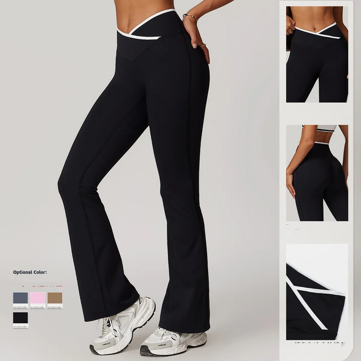Crossover Waist Wide Leg Stretch Fit Trousers